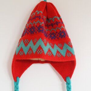 Vintage original ski hat Moriarty of Stowe Red and Green Christmas Folk art